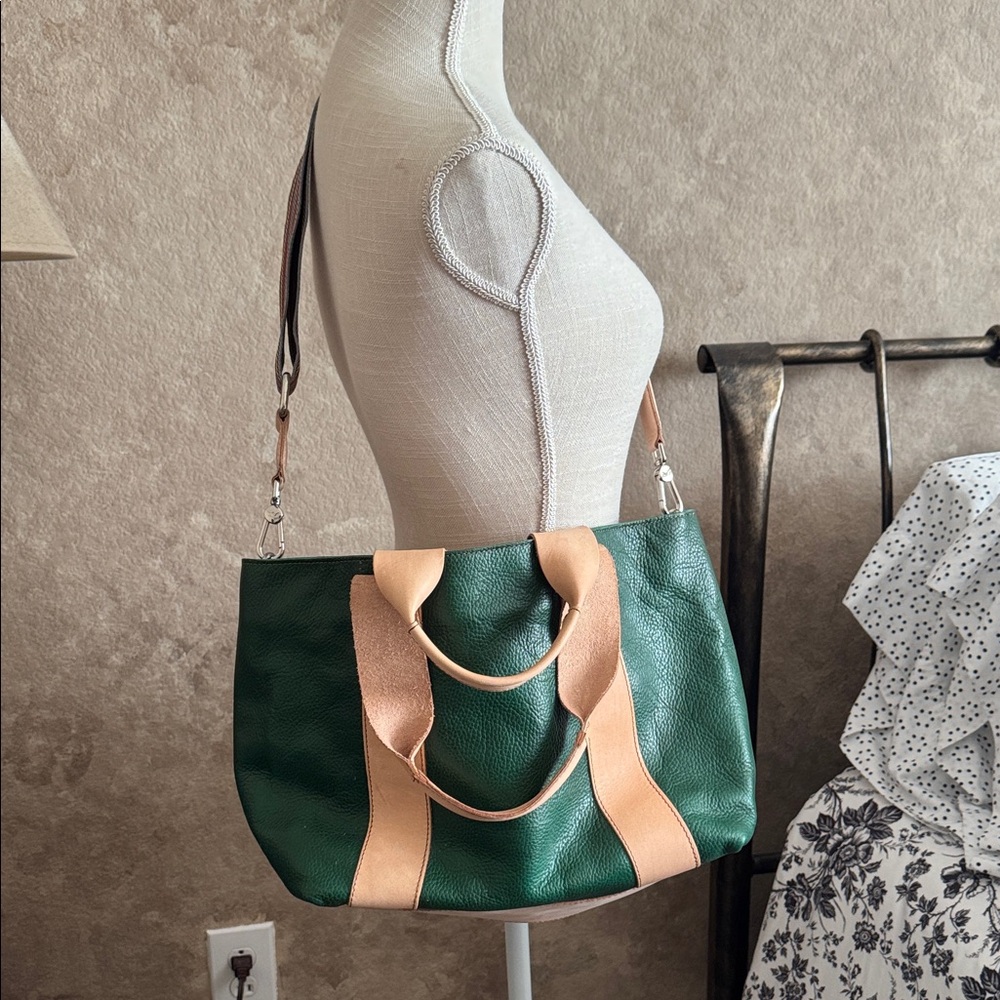 Consuela Green and Tan Tote Bag